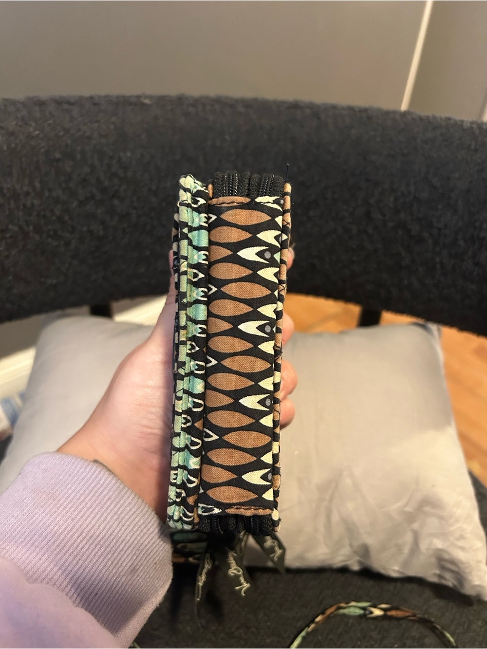 Vera Bradley Mint and Brown Quilted Crossbody Wallet Purse - Picture 4 of 7